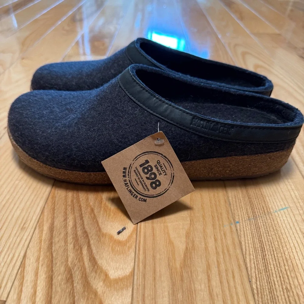 Haflinger GZL Leather Trim Wool Clogs Hard Sole Slippers EU 46 US Men's 13